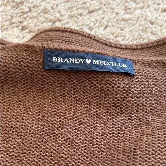 Brandy Melville Brown V-Neck Cardigan - Picture 2 of 3